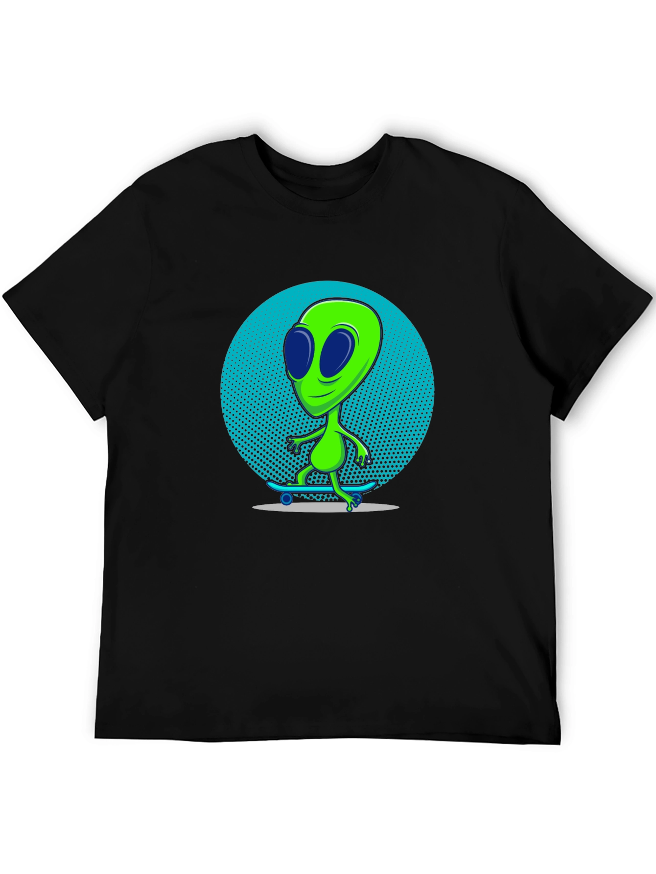 Alien Skateboarder Graphic T-Shirt - Black