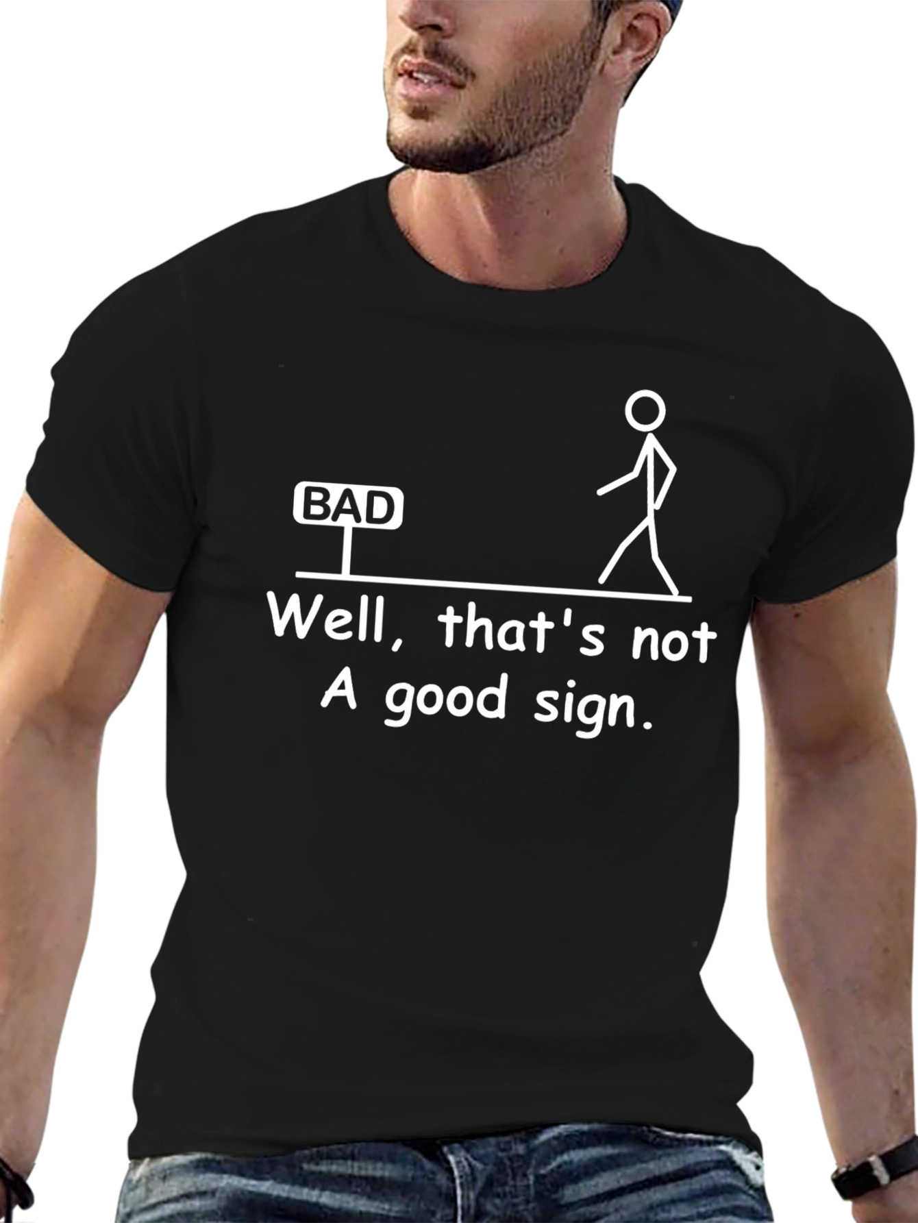 Funny Stick Figure Bad Sign T-Shirt