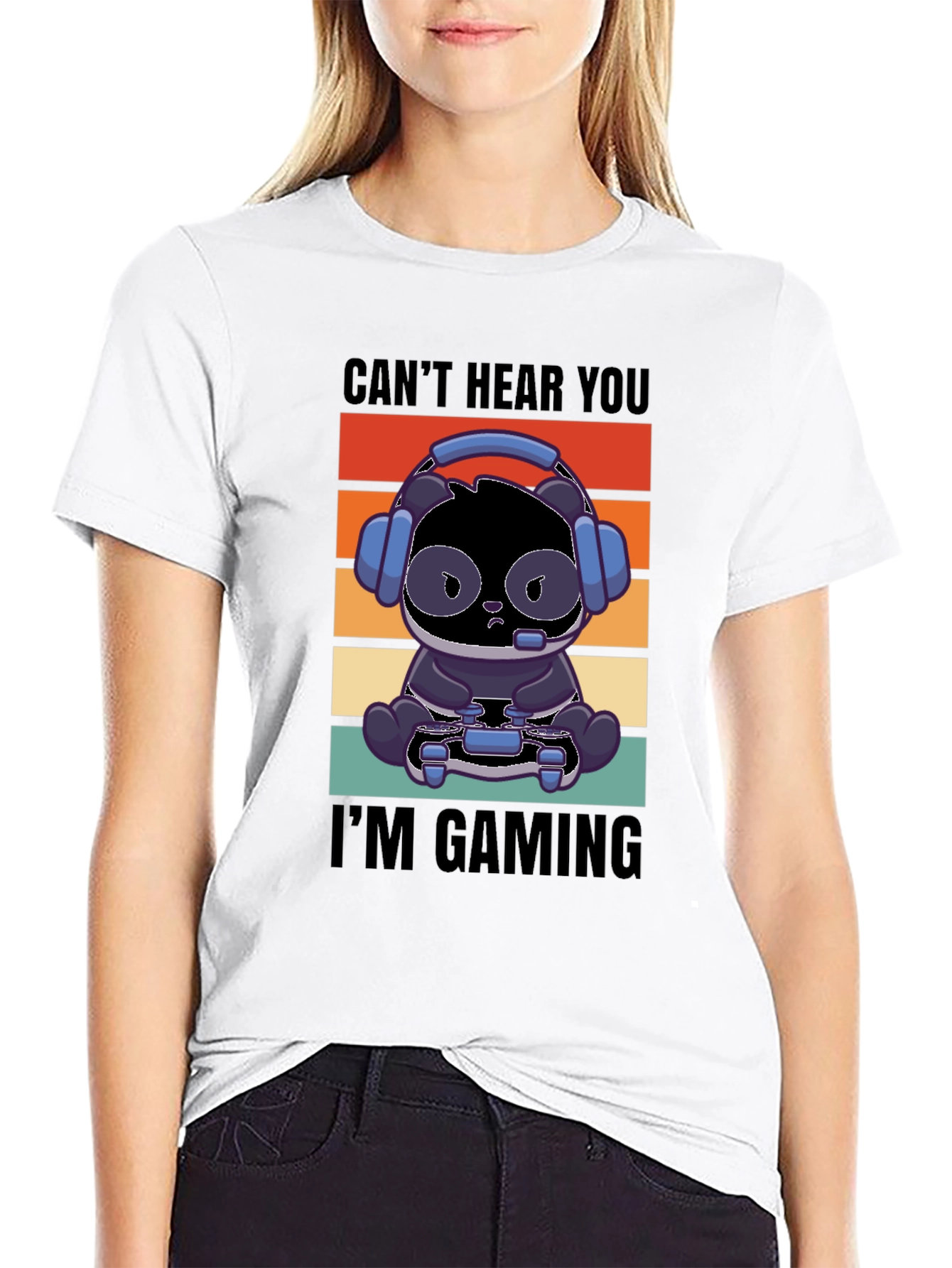 Gamer Panda T-Shirt - Cant Hear You Im Gaming!