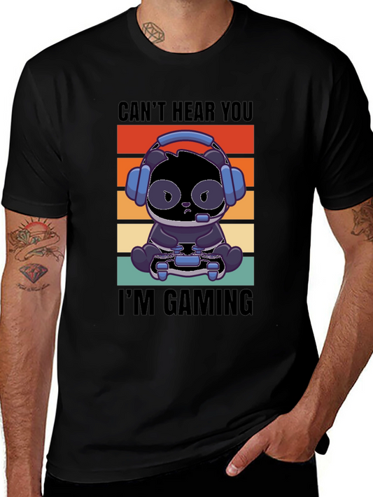 Gamer Panda T-Shirt - Cant Hear You Im Gaming!