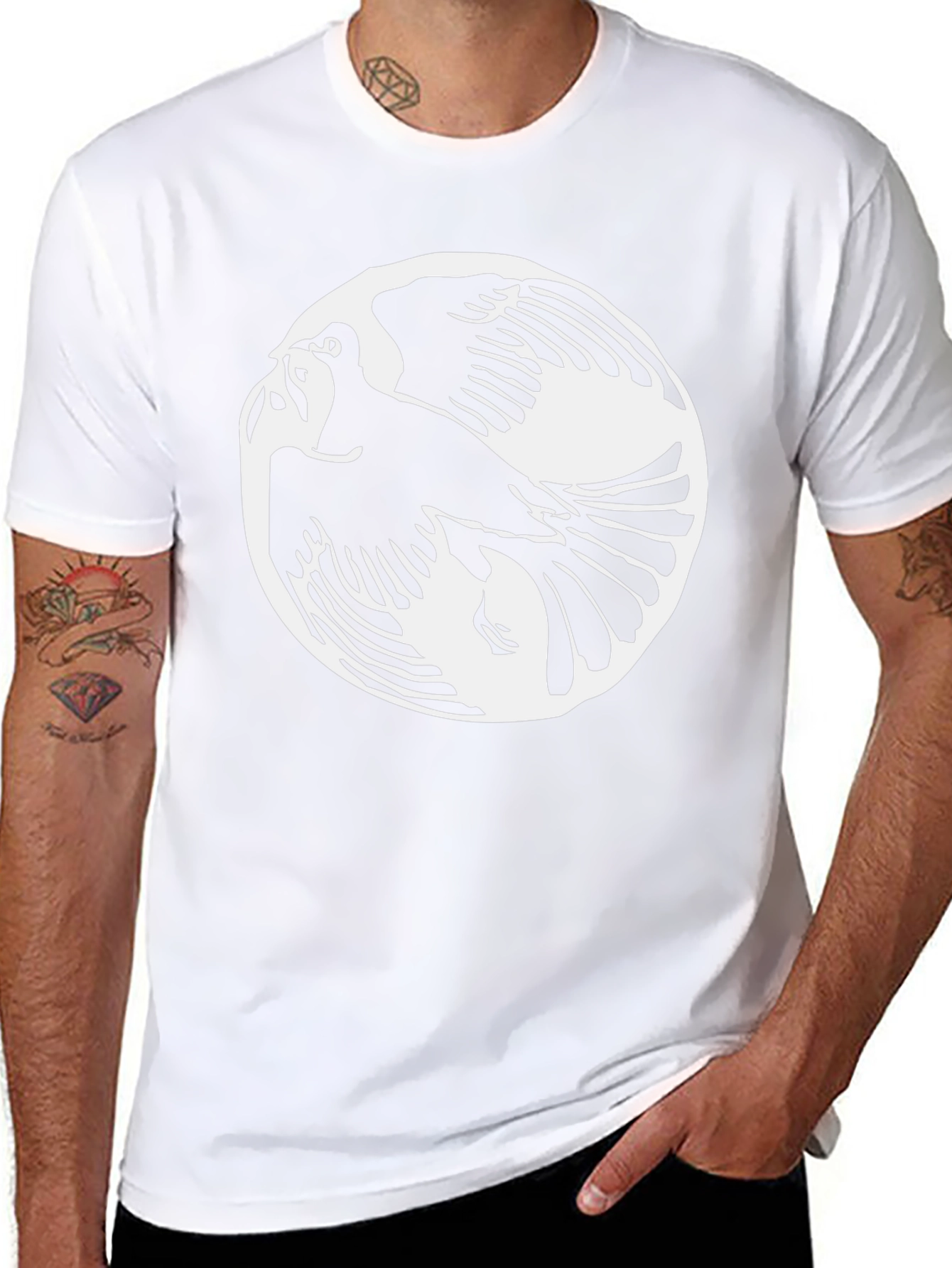 Yin Yang Bird Graphic Tee - Black