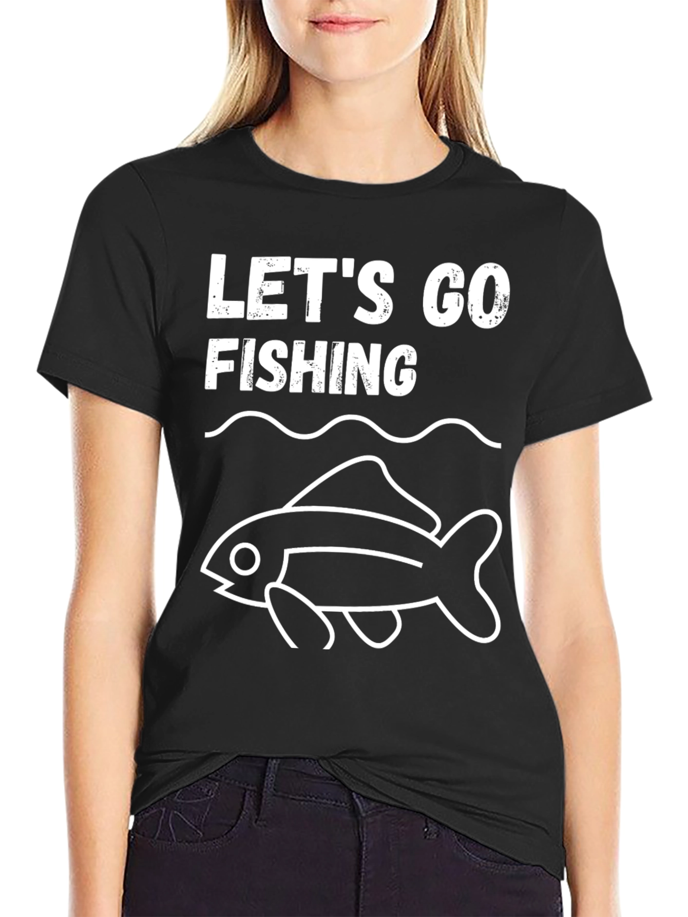 Lets Go Fishing Black T-Shirt