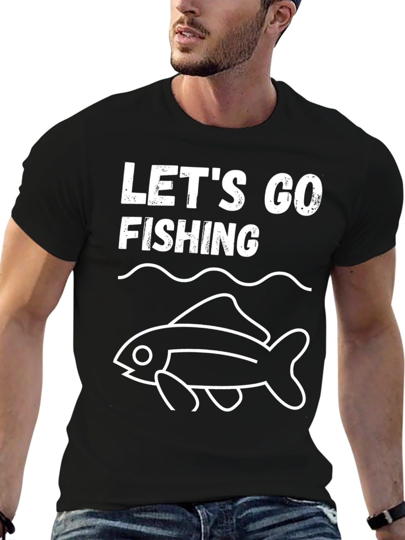 Lets Go Fishing Black T-Shirt