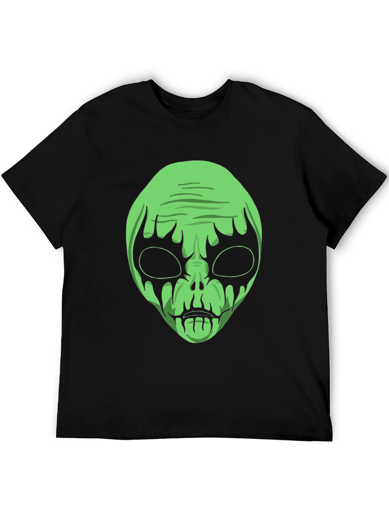 Green Alien Graphic Black T-Shirt