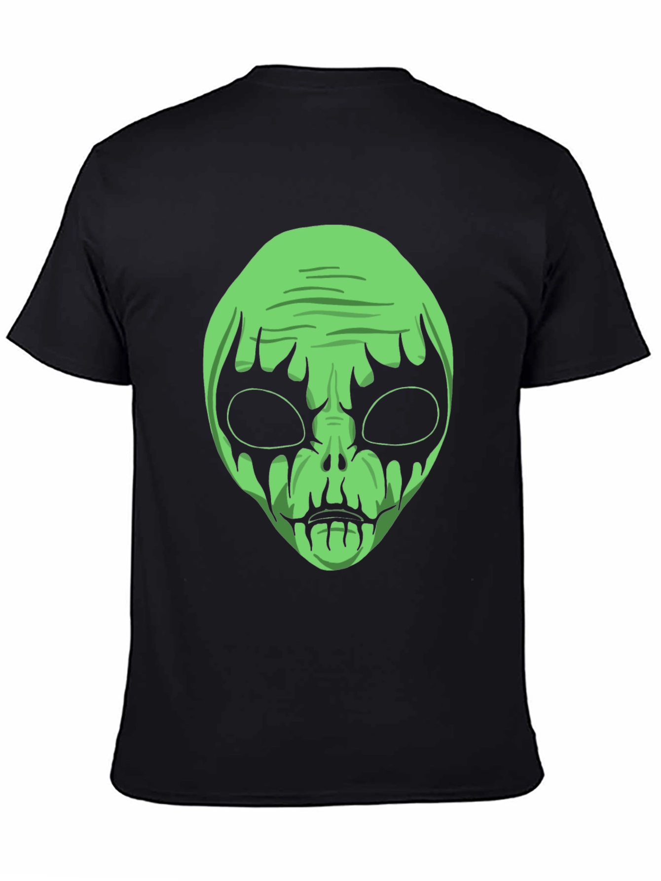 Green Alien Graphic Black T-Shirt