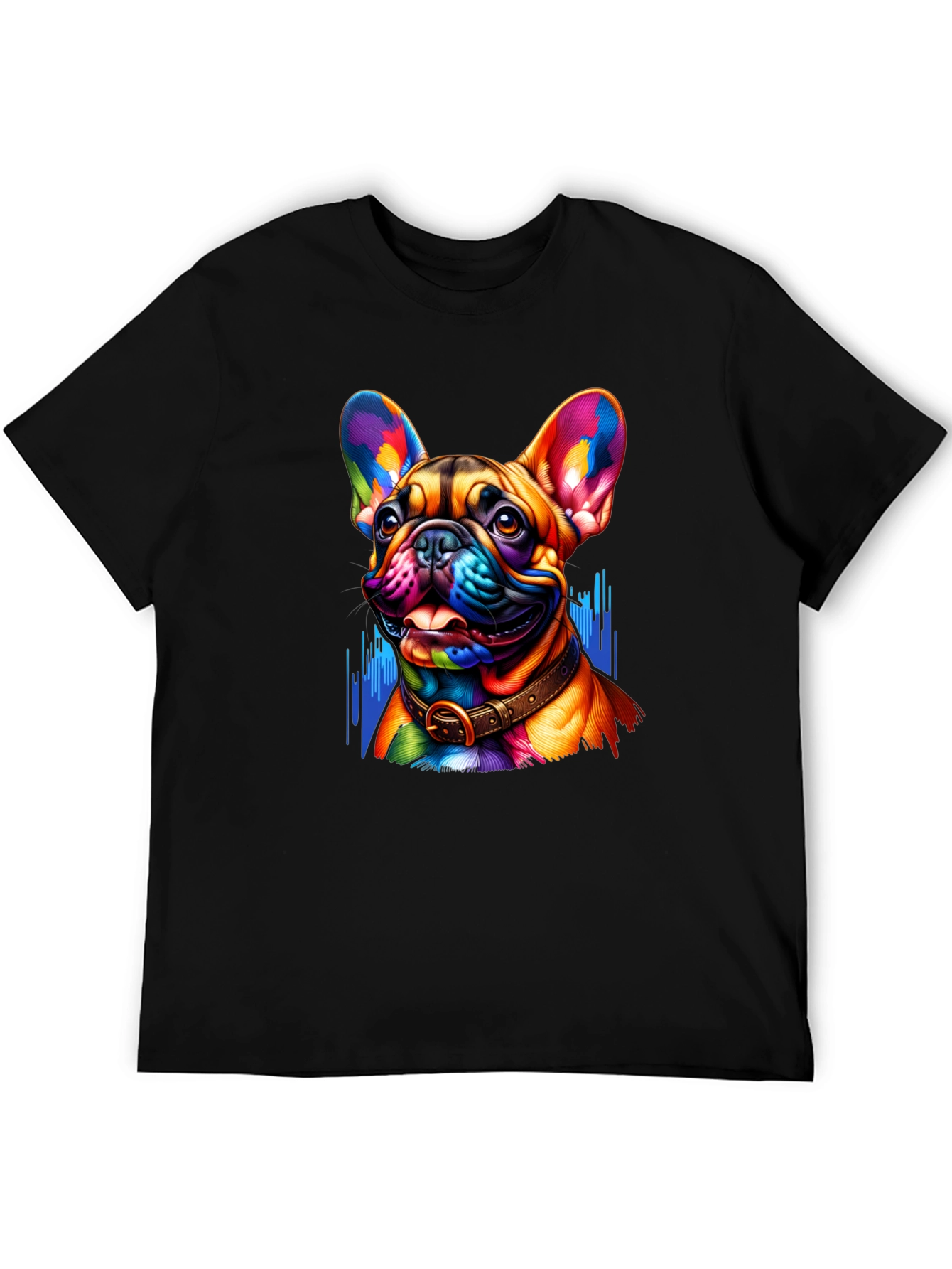 Vibrant French Bulldog Graphic Tee - Mens Black T-Shirt