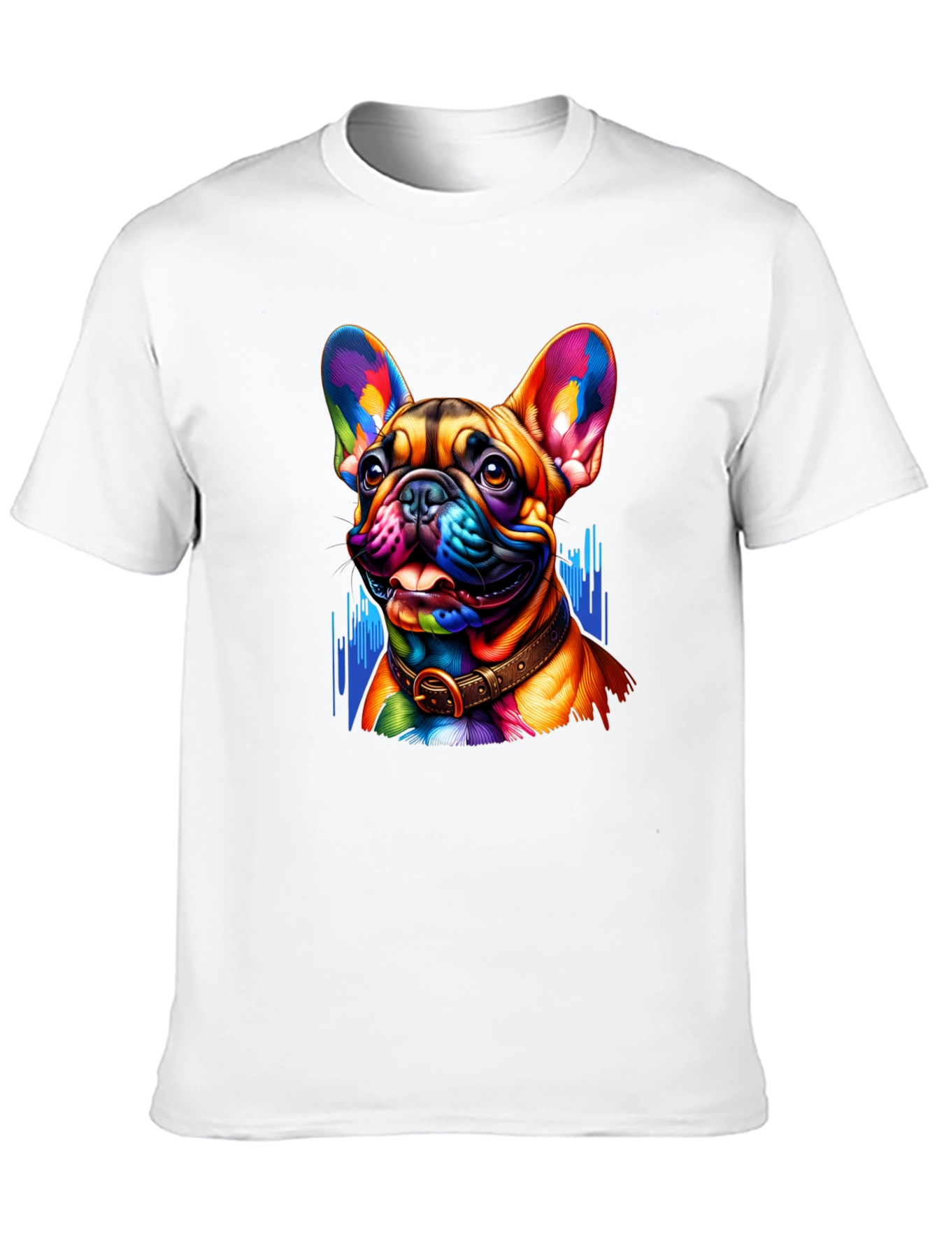 Vibrant French Bulldog Graphic Tee - Mens Black T-Shirt