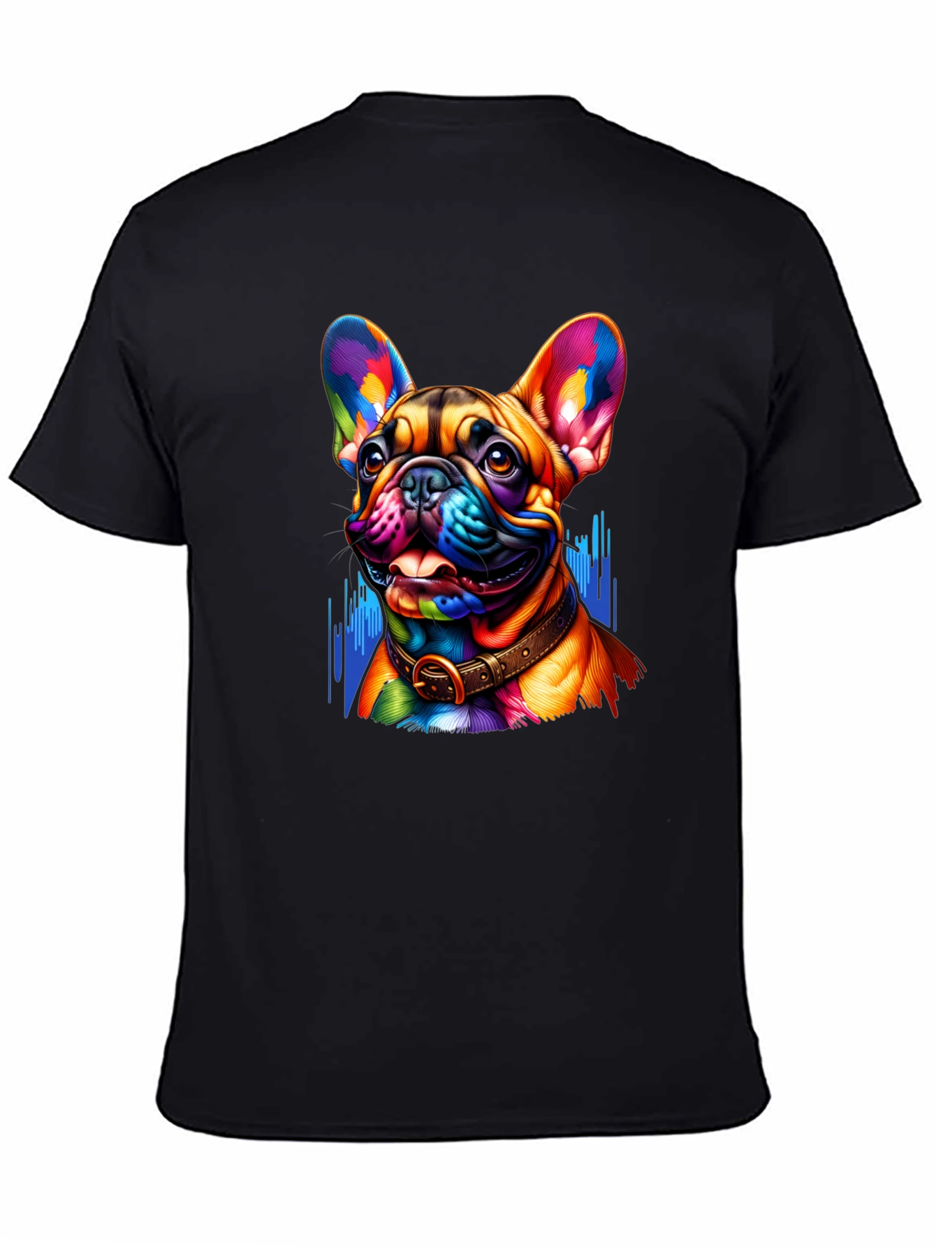 Vibrant French Bulldog Graphic Tee - Mens Black T-Shirt