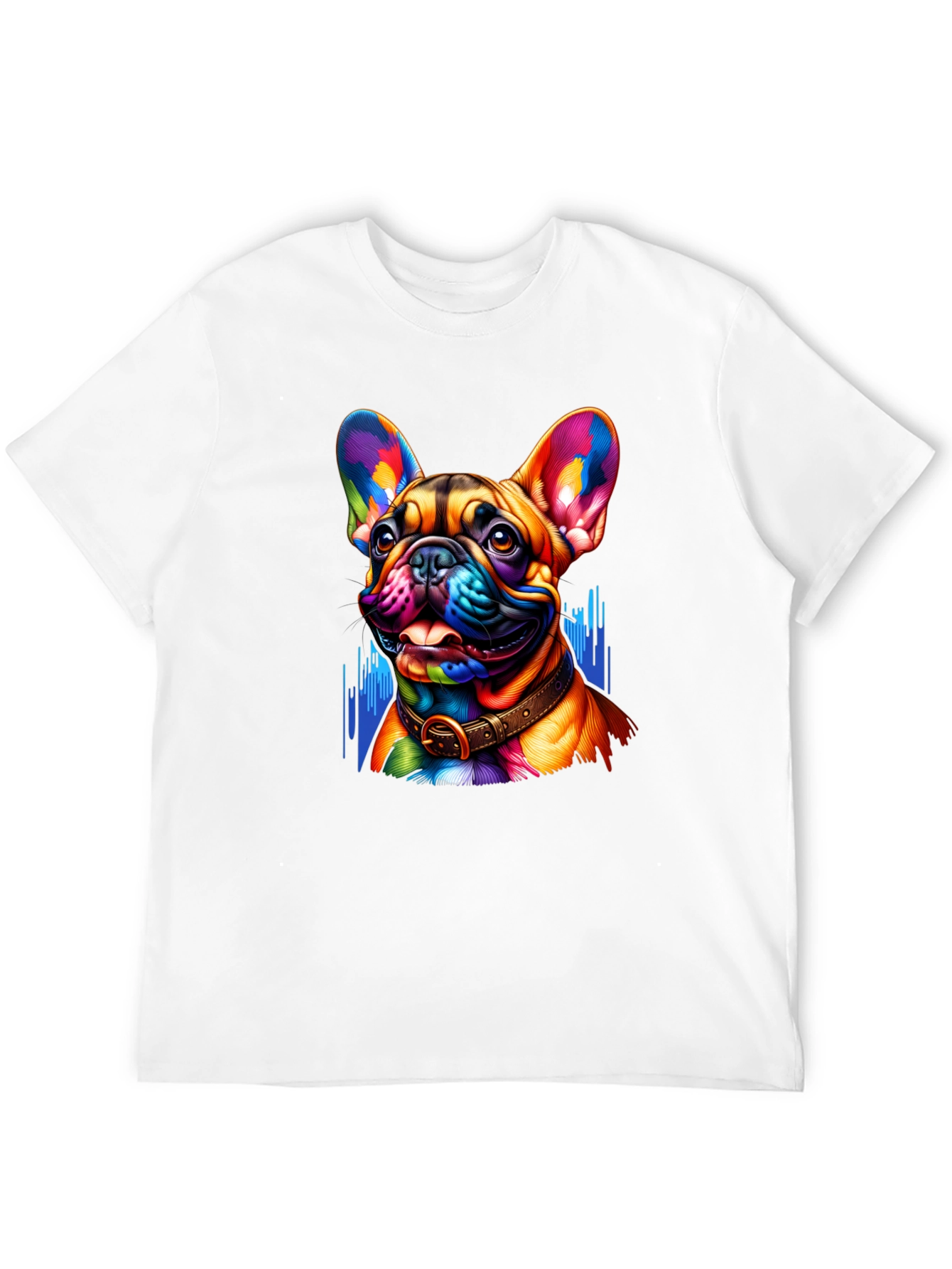 Vibrant French Bulldog Graphic Tee - Mens Black T-Shirt