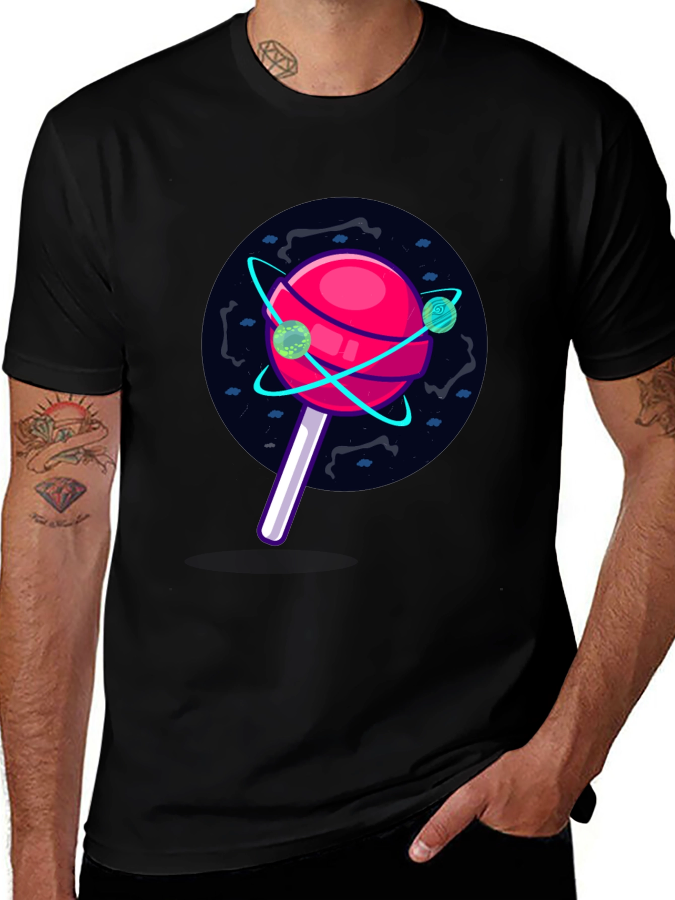 Cosmic Candy T-Shirt - Black Unique Graphic Tee