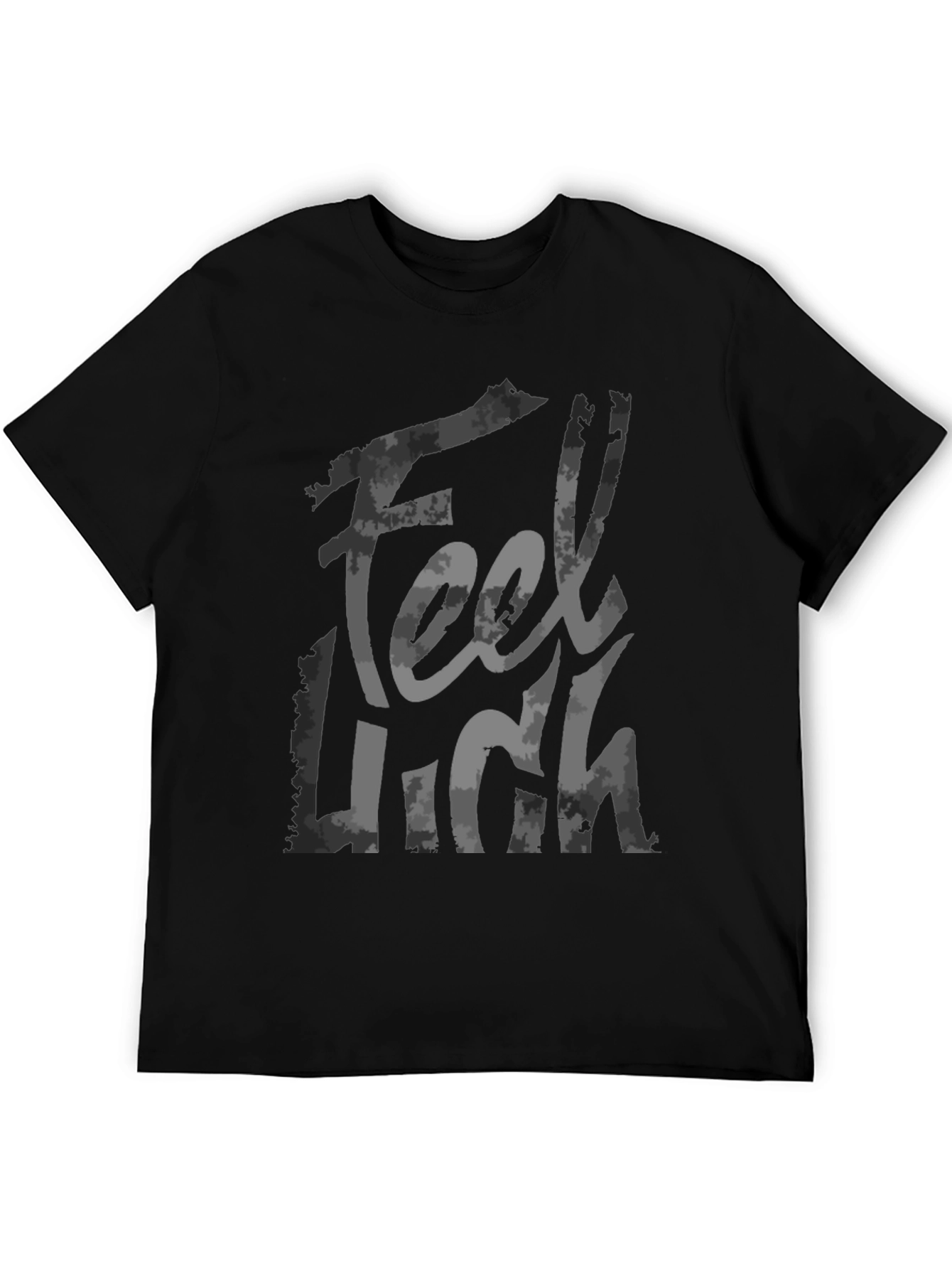 Feel High Graphic Print Black T-Shirt