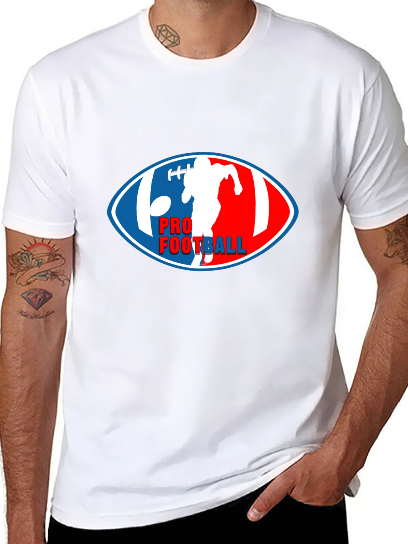 Pro Football Graphic T-Shirt - Black Crew Neck