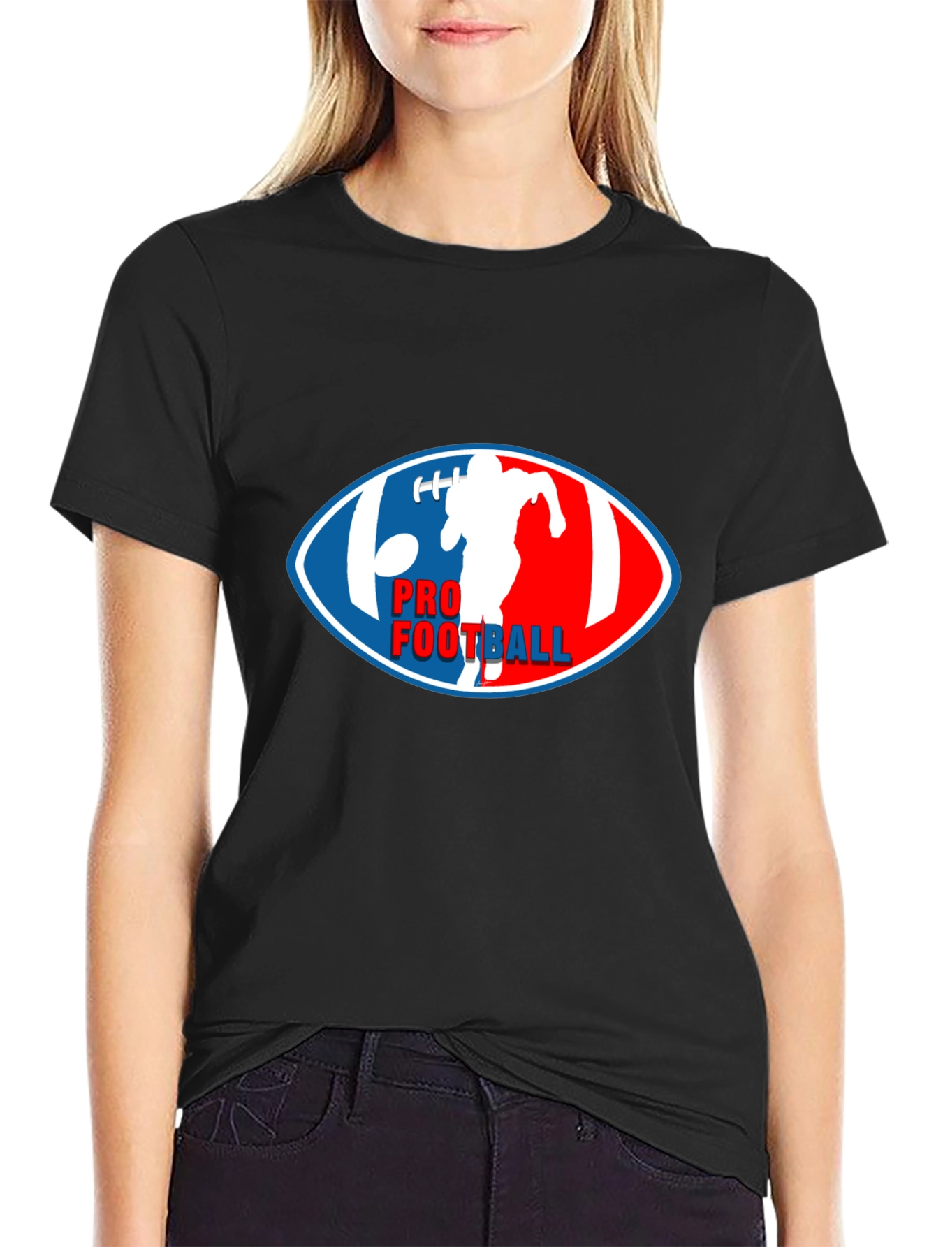 Pro Football Graphic T-Shirt - Black Crew Neck