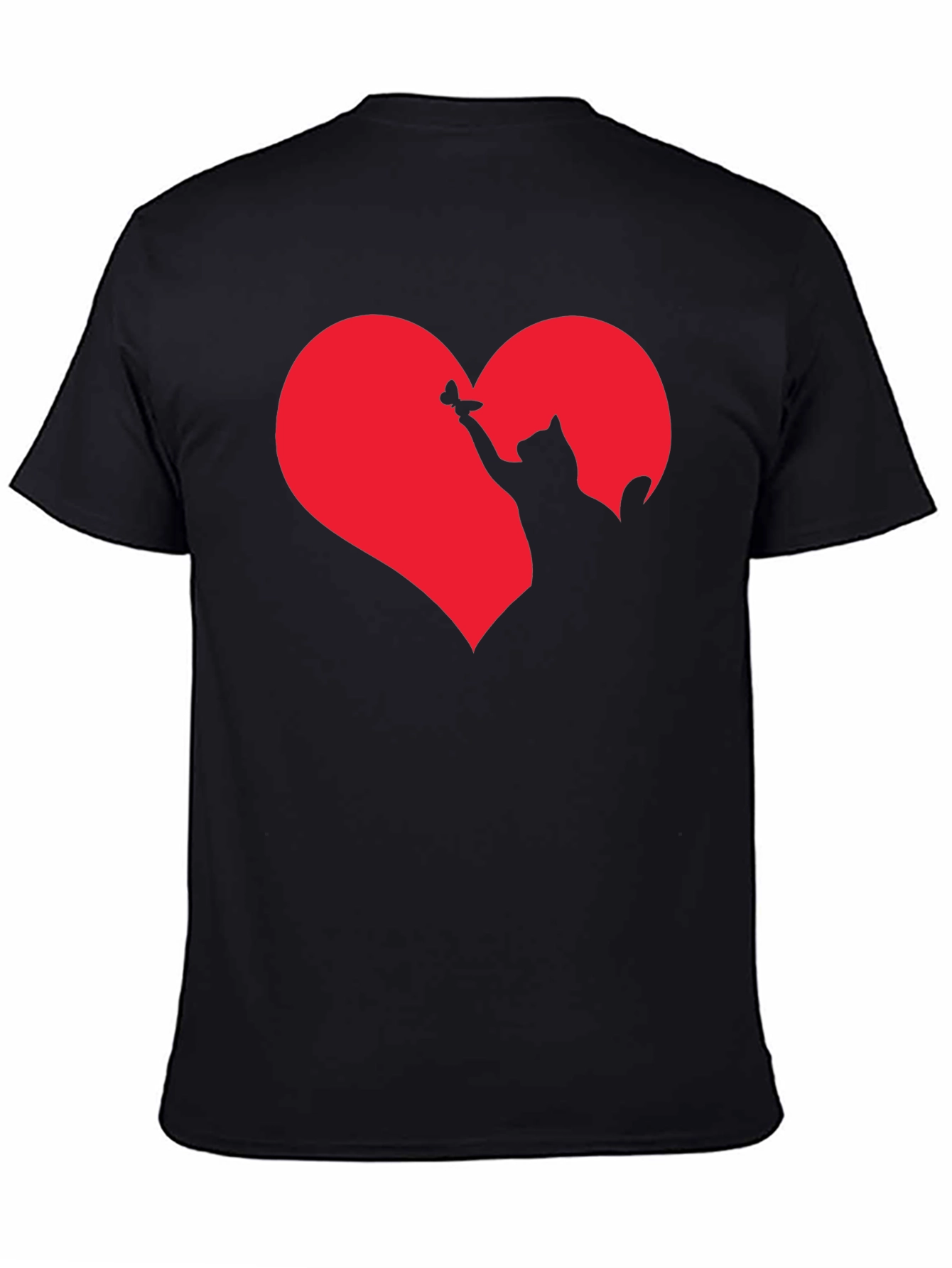 Cat Heart Graphic T-Shirt - Black