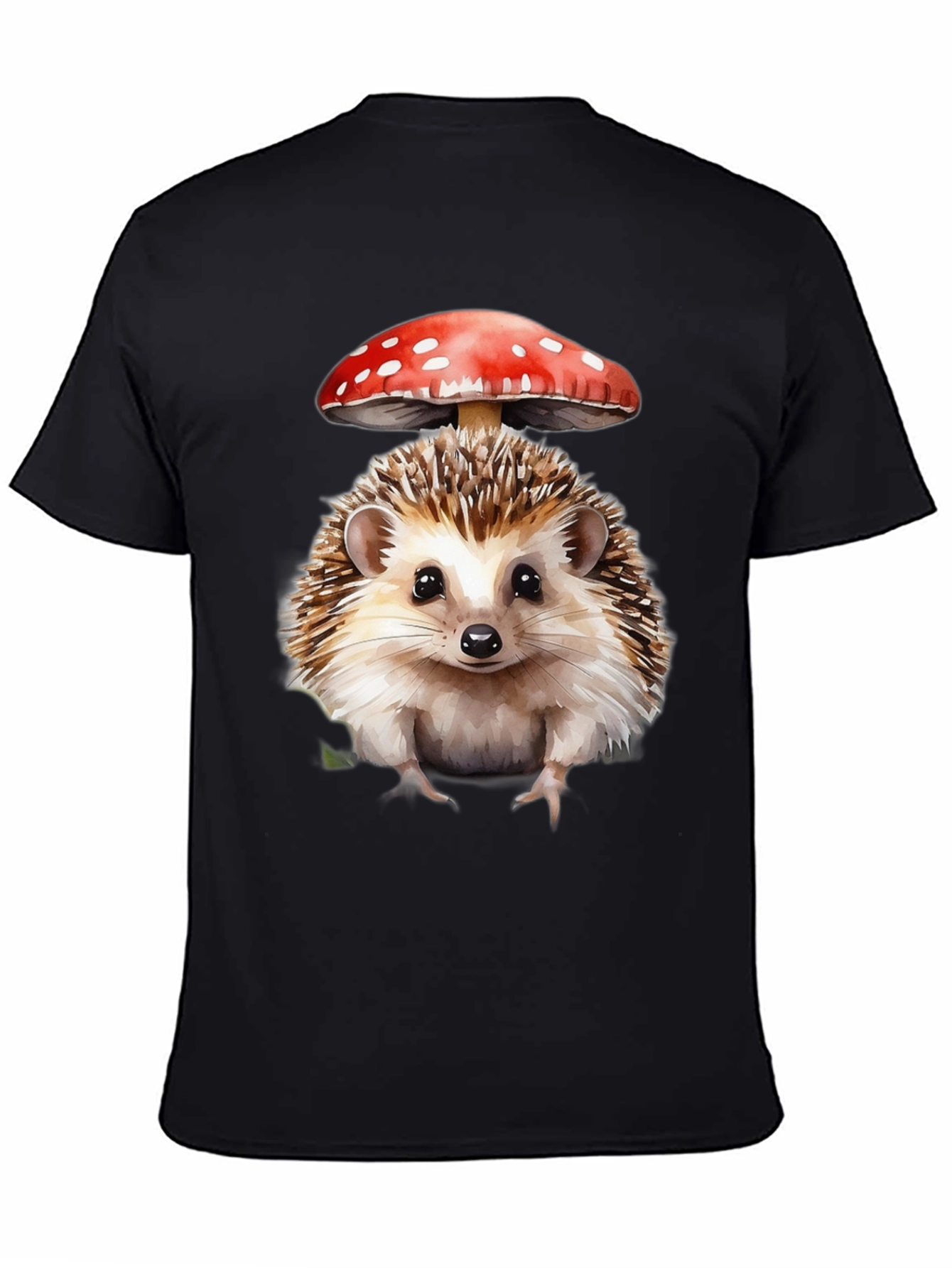 Hedgehog with Mushroom Hat Graphic T-Shirt