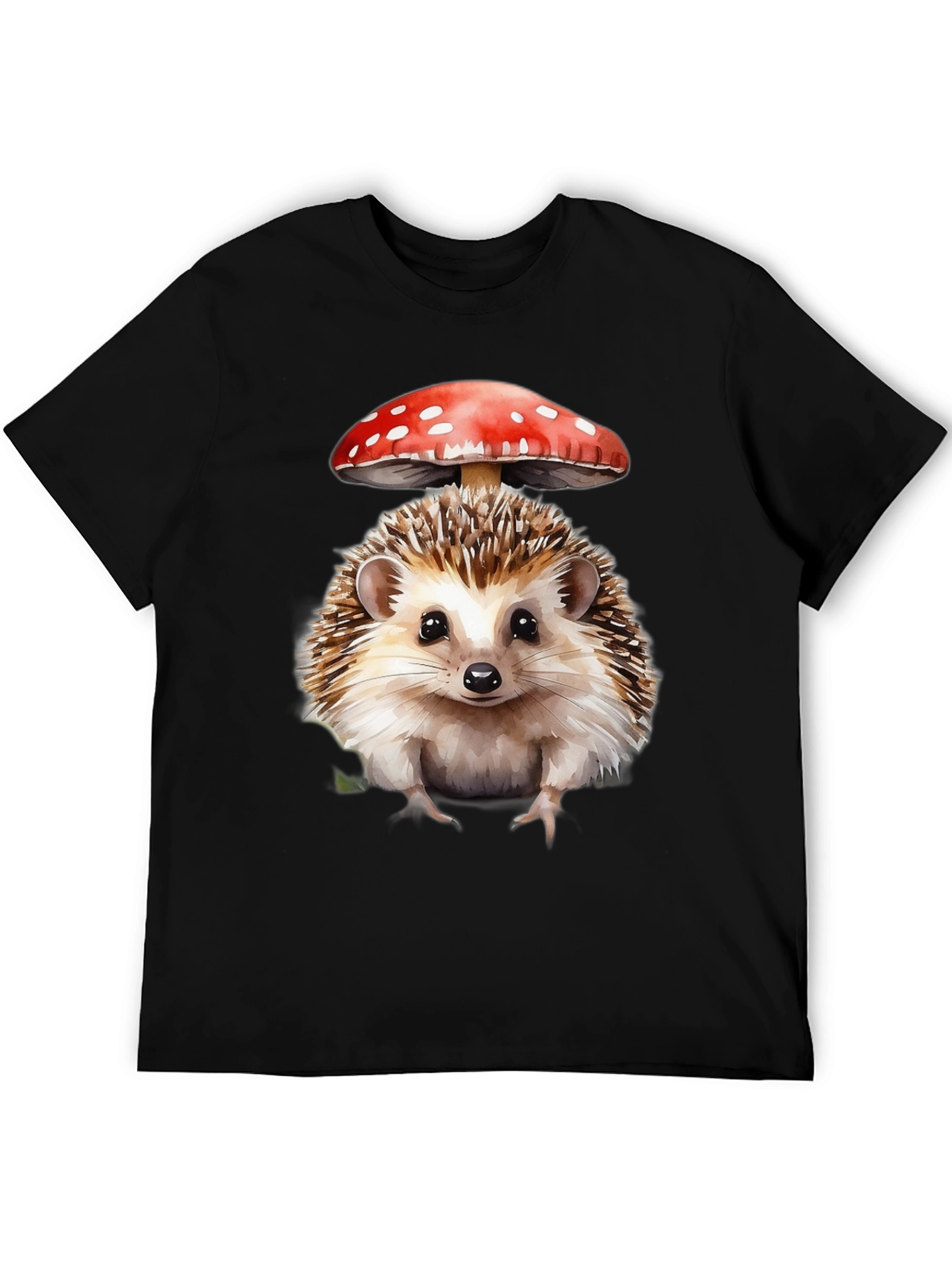Hedgehog with Mushroom Hat Graphic T-Shirt