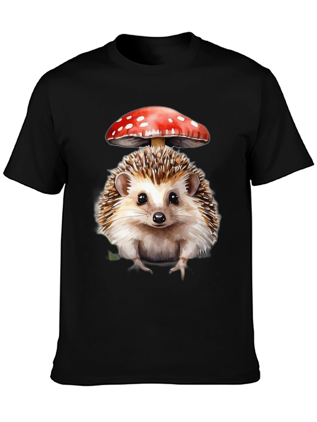 Hedgehog with Mushroom Hat Graphic T-Shirt