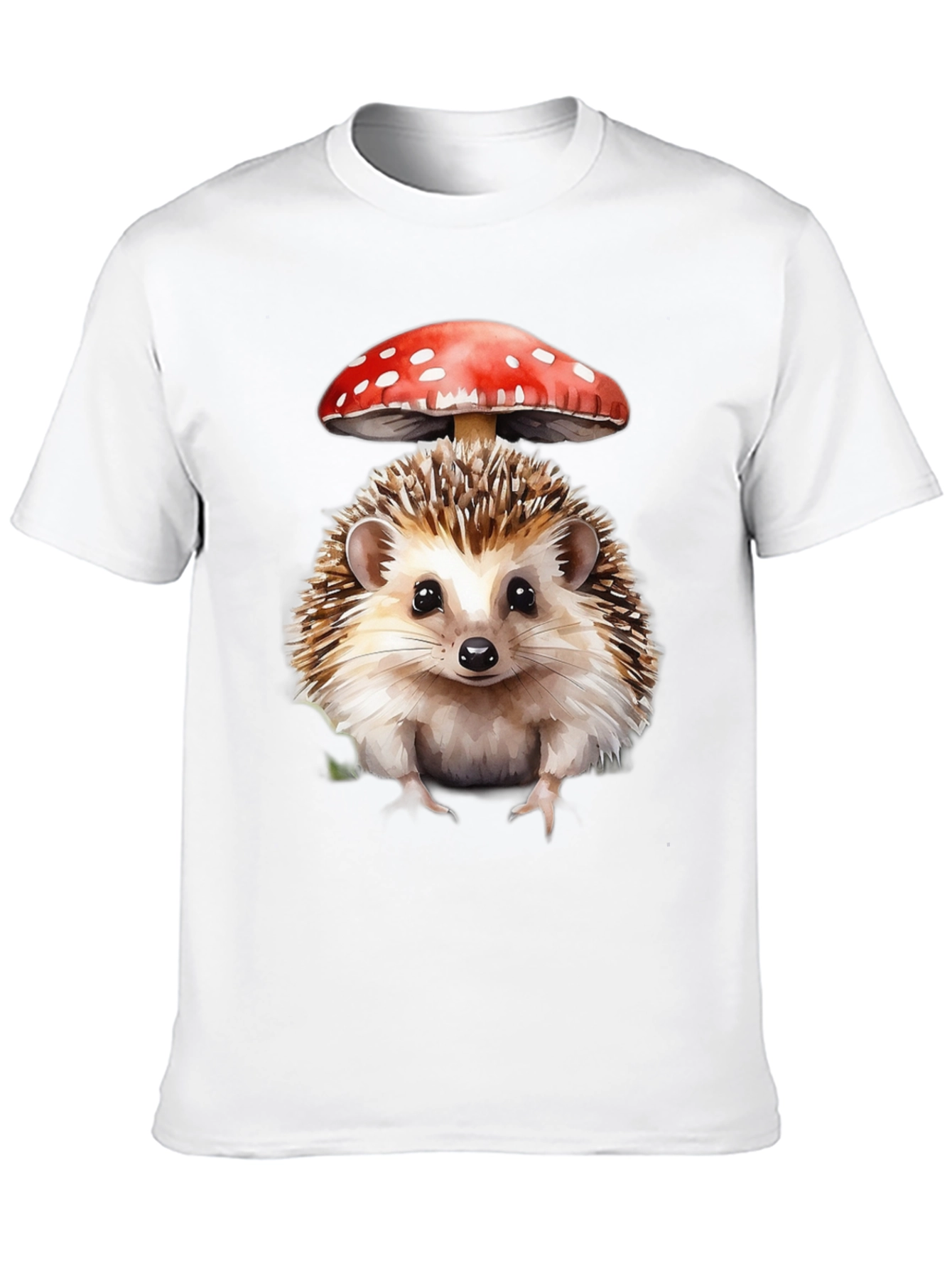 Hedgehog with Mushroom Hat Graphic T-Shirt