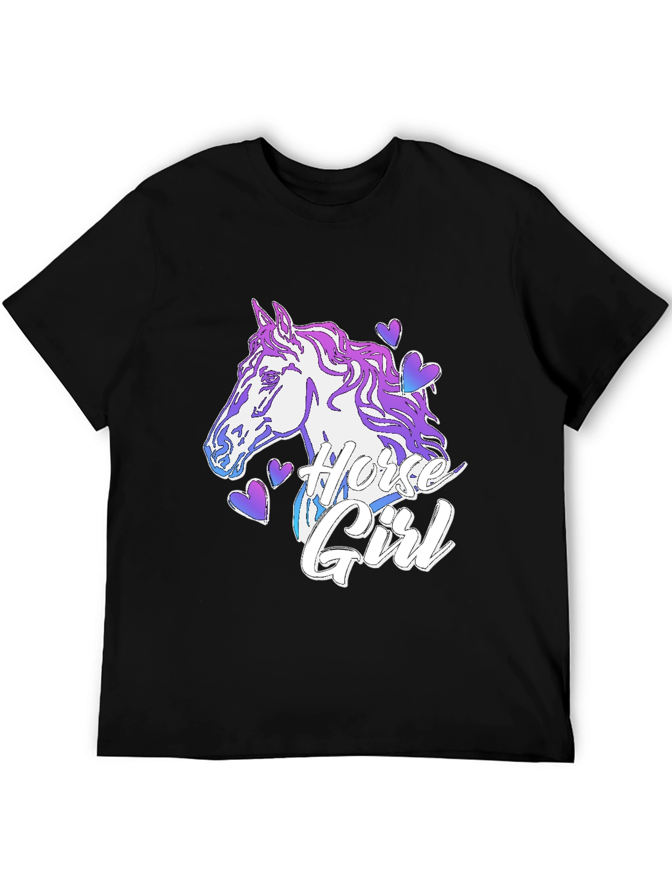 Horse Girl T-Shirt Black Cotton