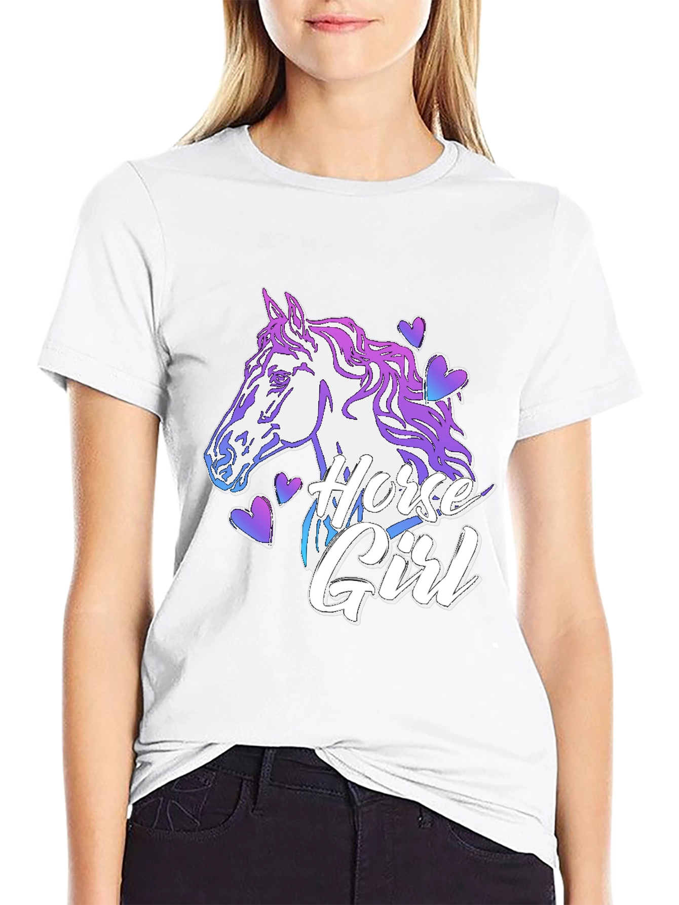 Horse Girl T-Shirt Black Cotton