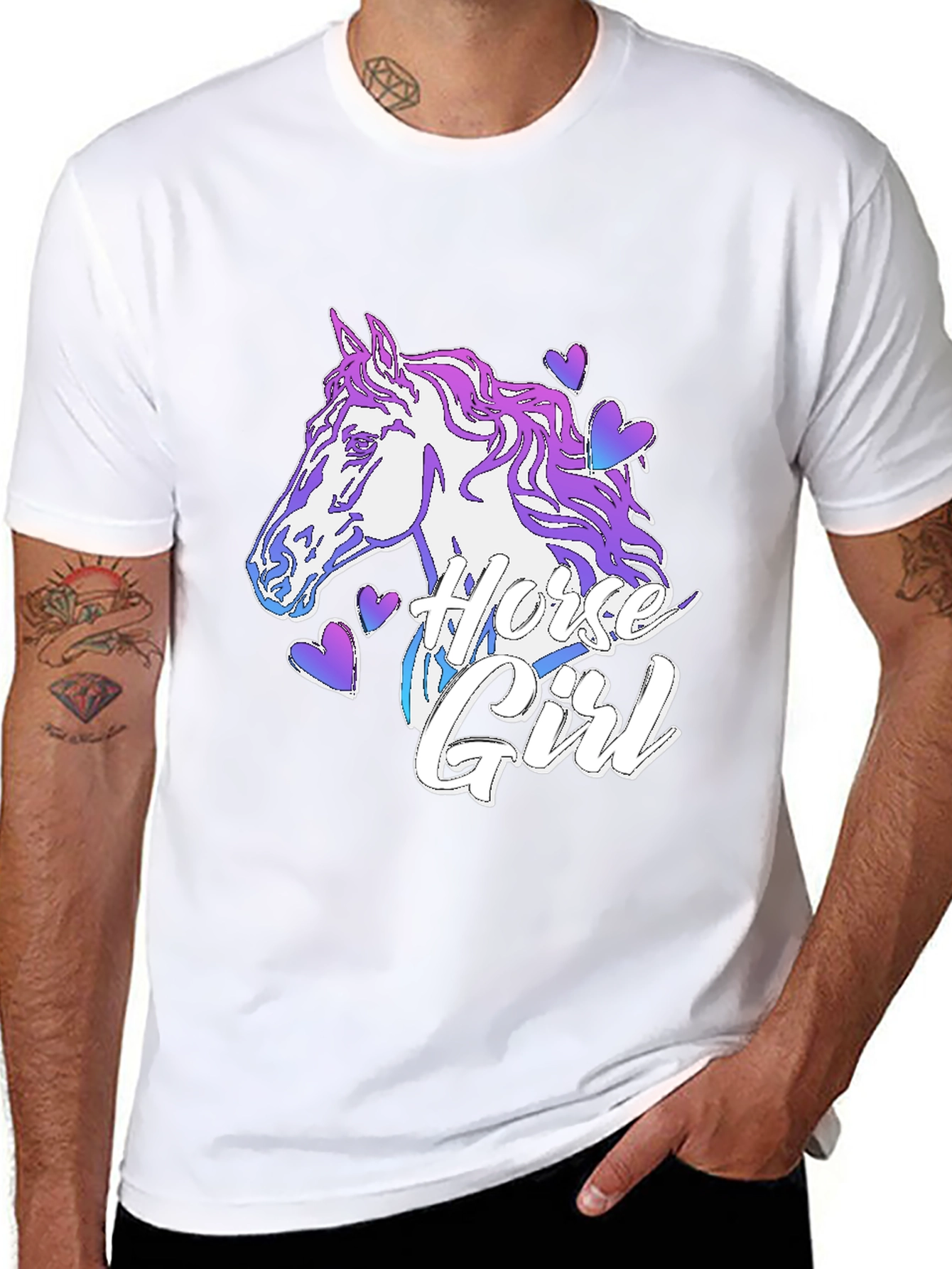 Horse Girl T-Shirt Black Cotton