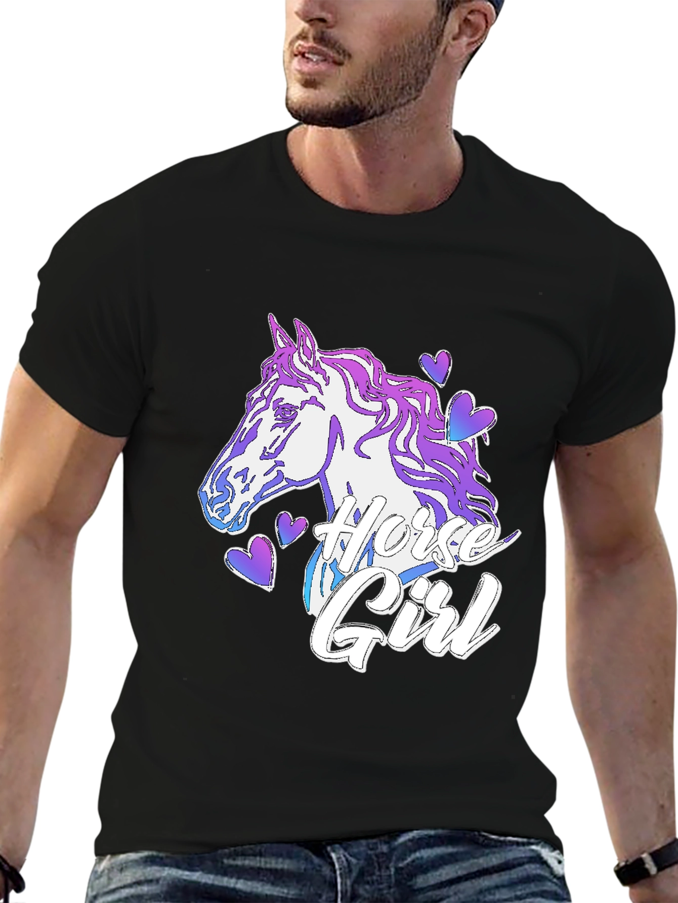 Horse Girl T-Shirt Black Cotton