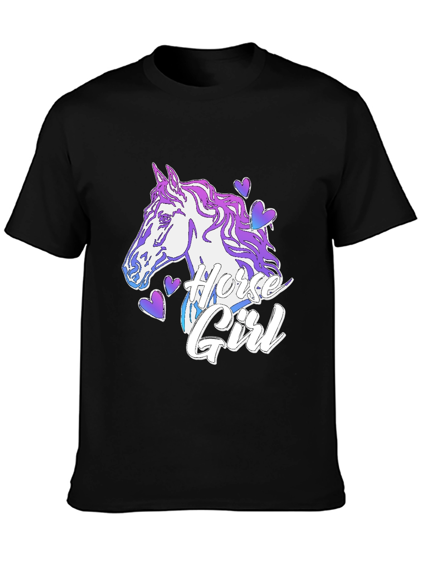 Horse Girl T-Shirt Black Cotton