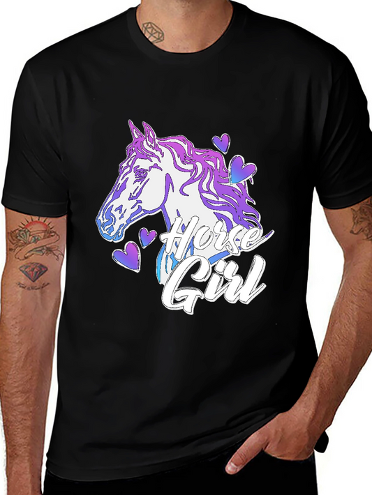 Horse Girl T-Shirt Black Cotton
