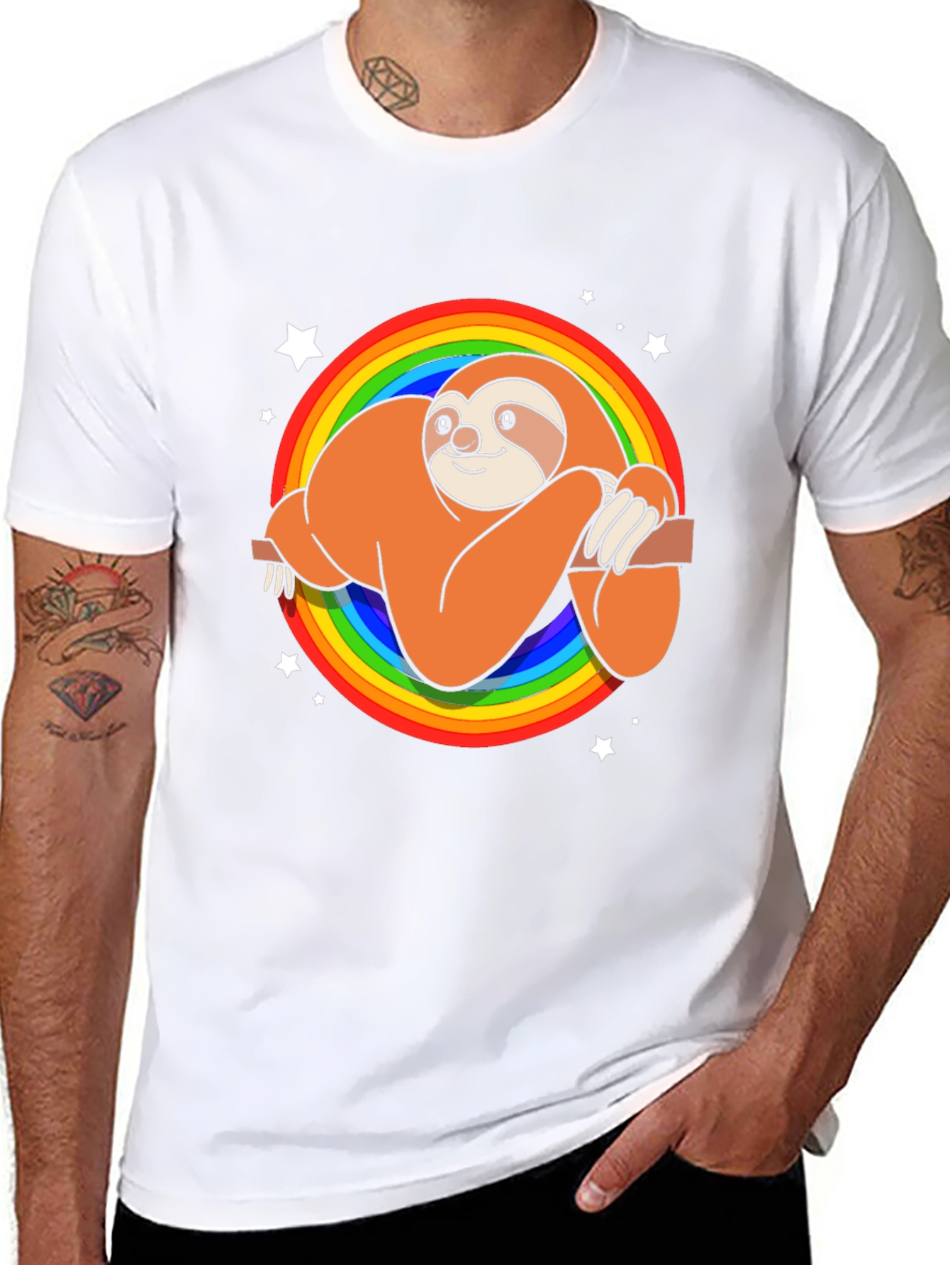 Rainbow Sloth T-Shirt - Cute Cartoon Tee