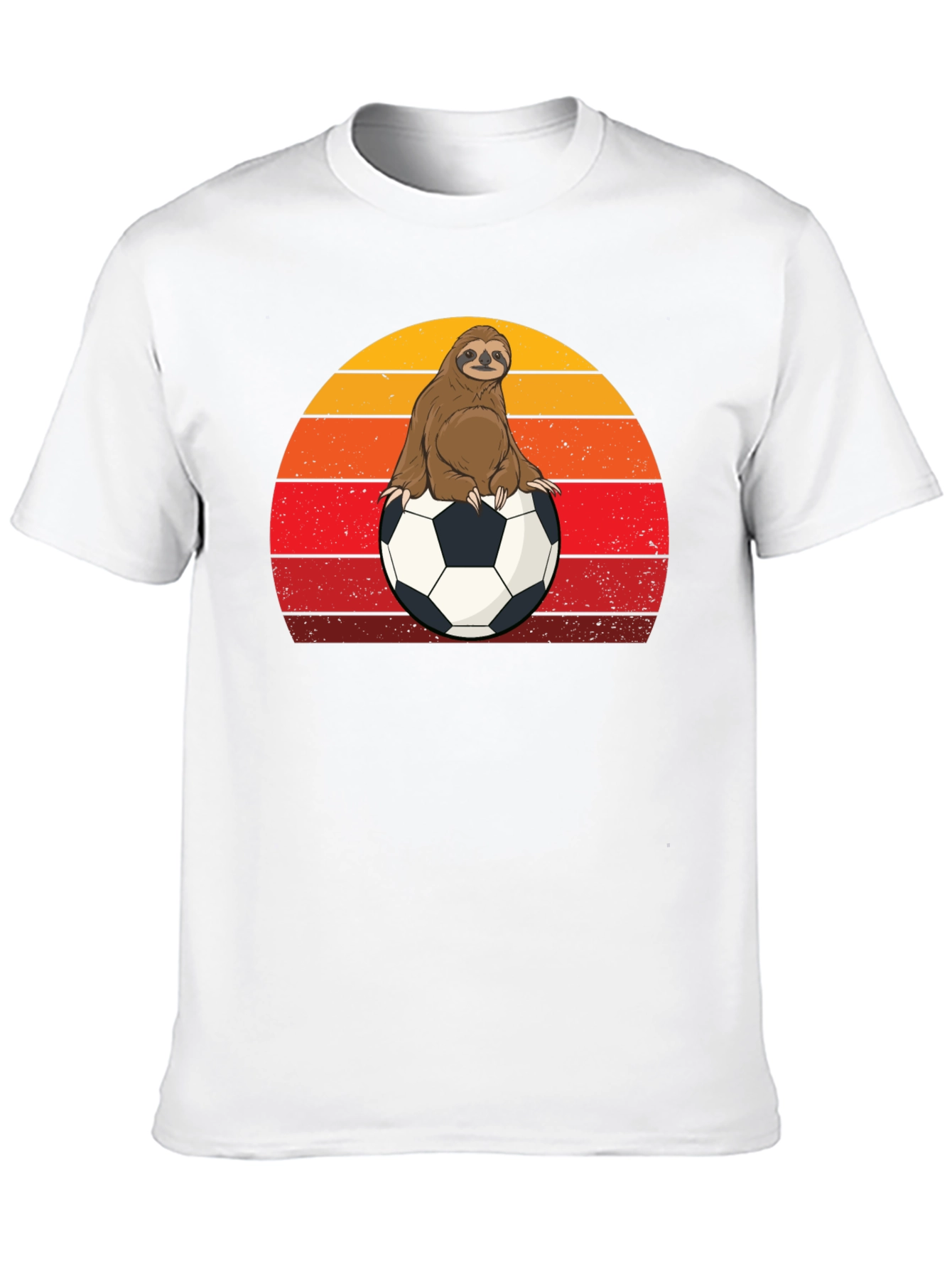 Sloth Soccer T-Shirt Retro Sunset Animal Tee
