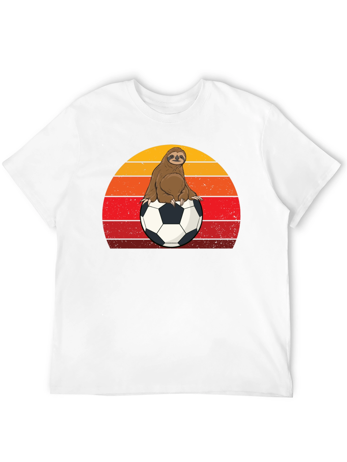Sloth Soccer T-Shirt Retro Sunset Animal Tee
