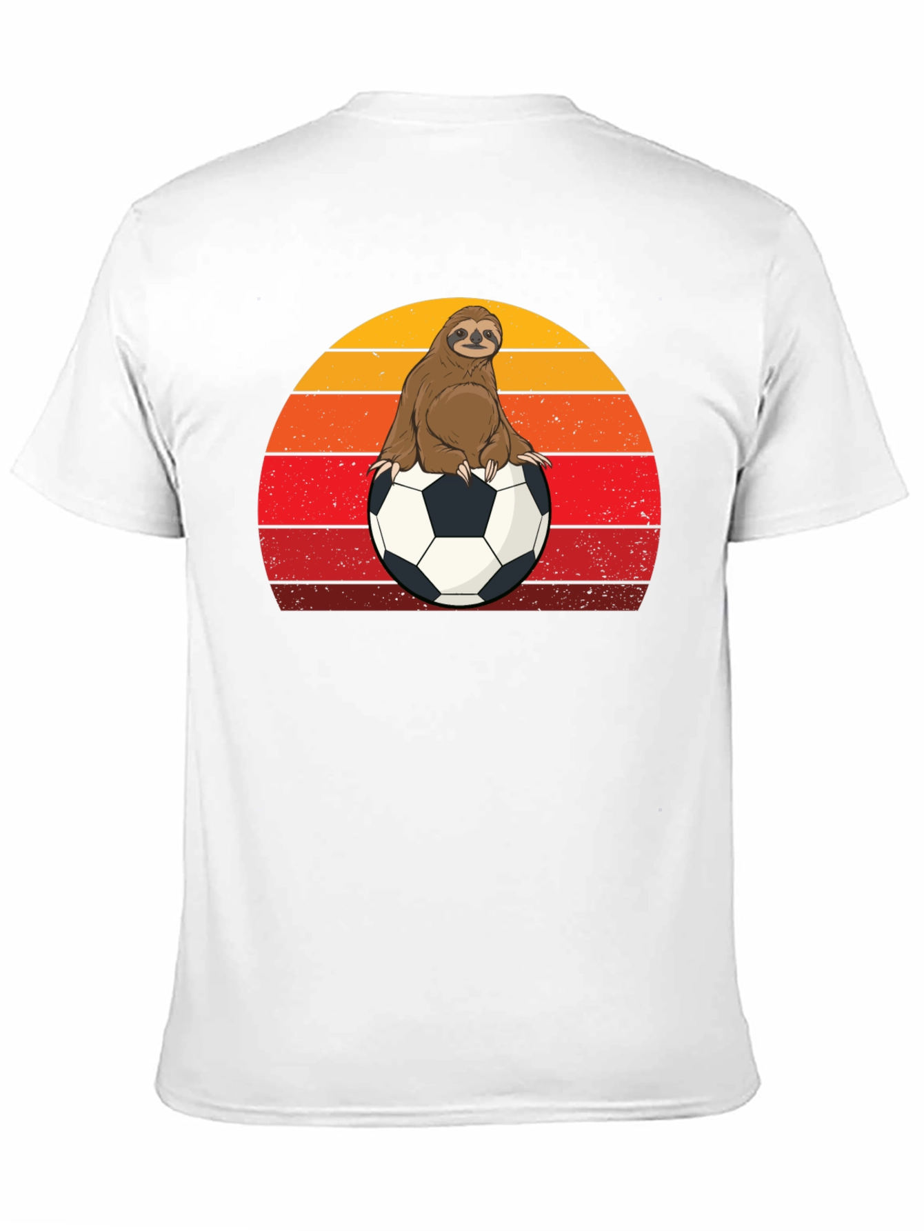 Sloth Soccer T-Shirt Retro Sunset Animal Tee