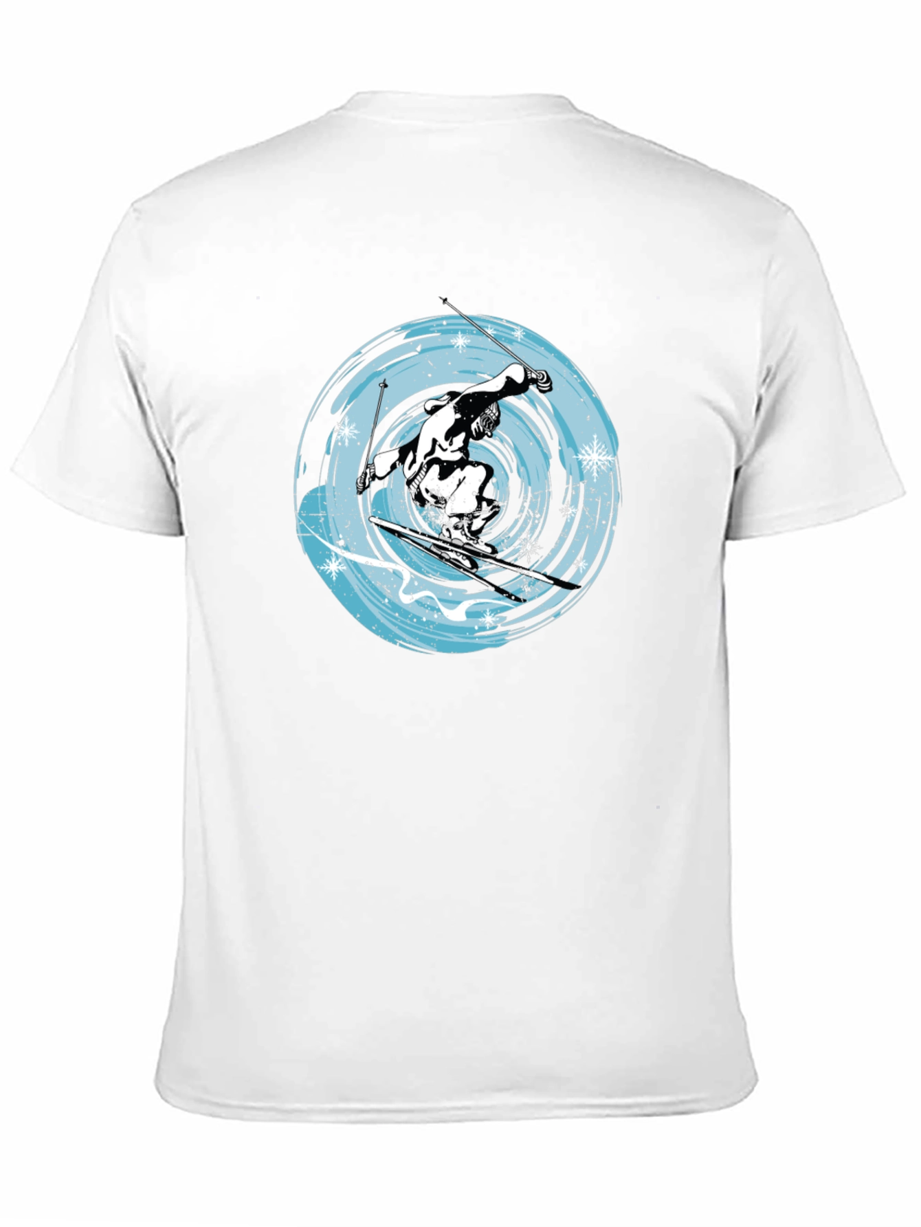 Skiing Graphic Tee - Black Cotton Blend Shirt