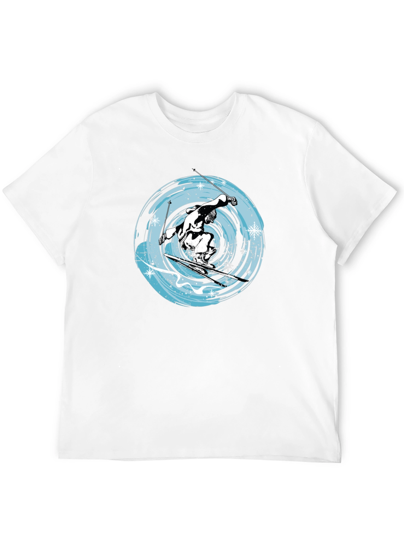 Skiing Graphic Tee - Black Cotton Blend Shirt