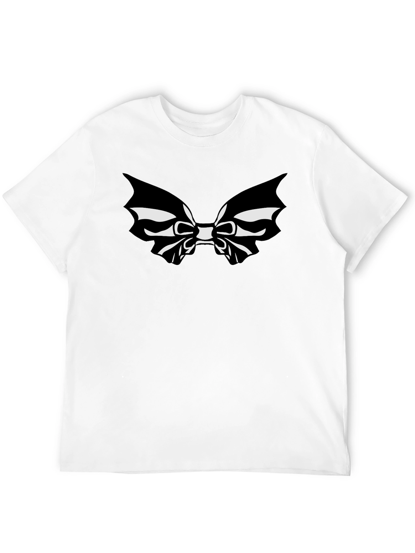 Black T-Shirt with Bat Bowtie Graphic