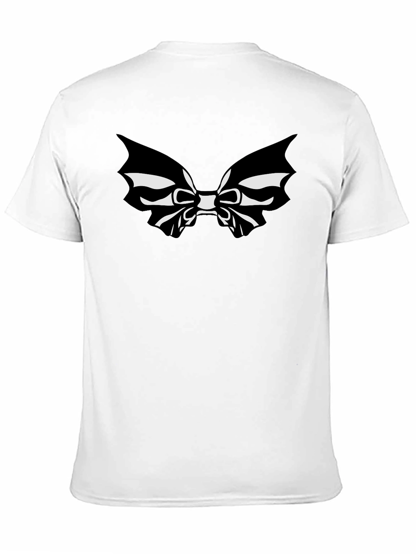 Black T-Shirt with Bat Bowtie Graphic