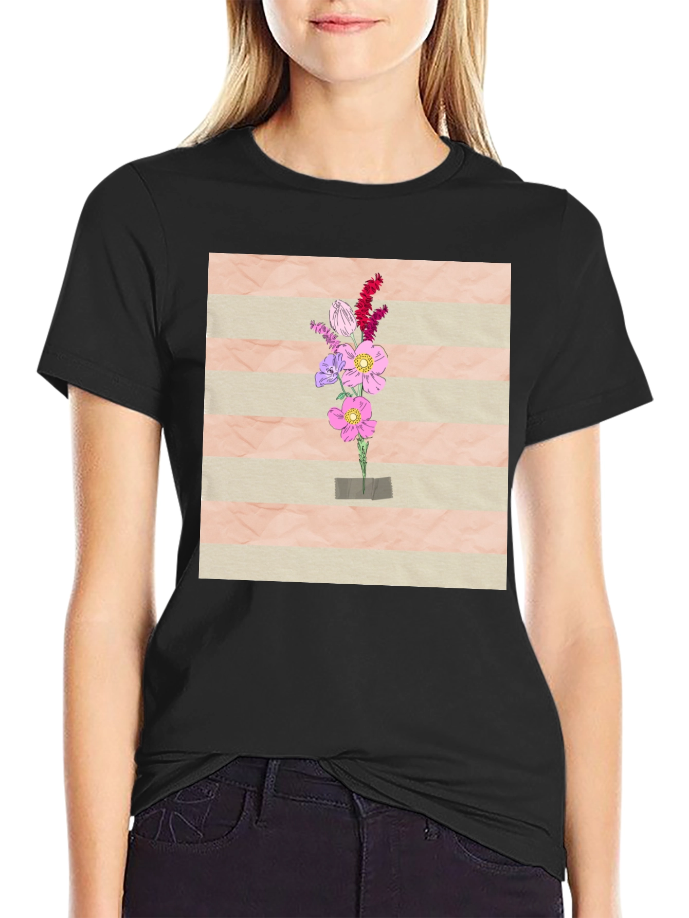 Floral Bouquet Graphic Tee - Artistic Design
