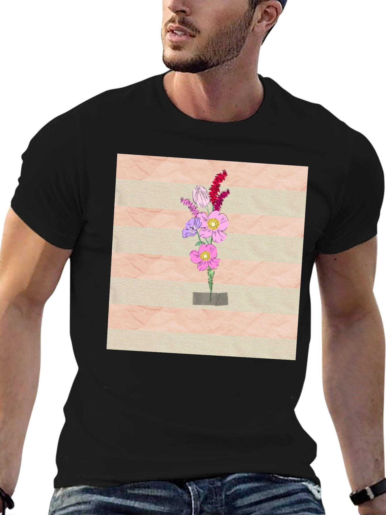 Floral Bouquet Graphic Tee - Artistic Design