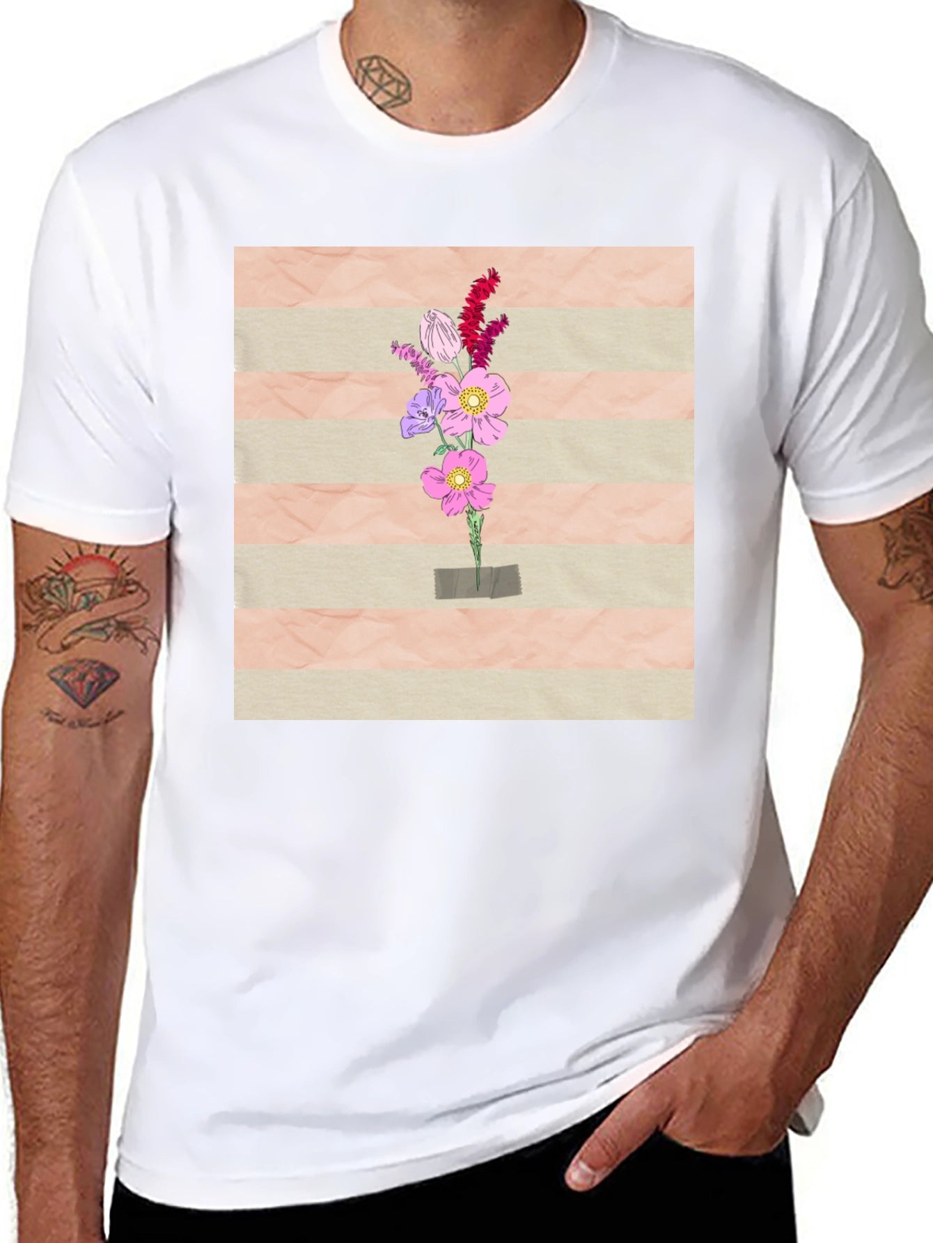 Floral Bouquet Graphic Tee - Artistic Design