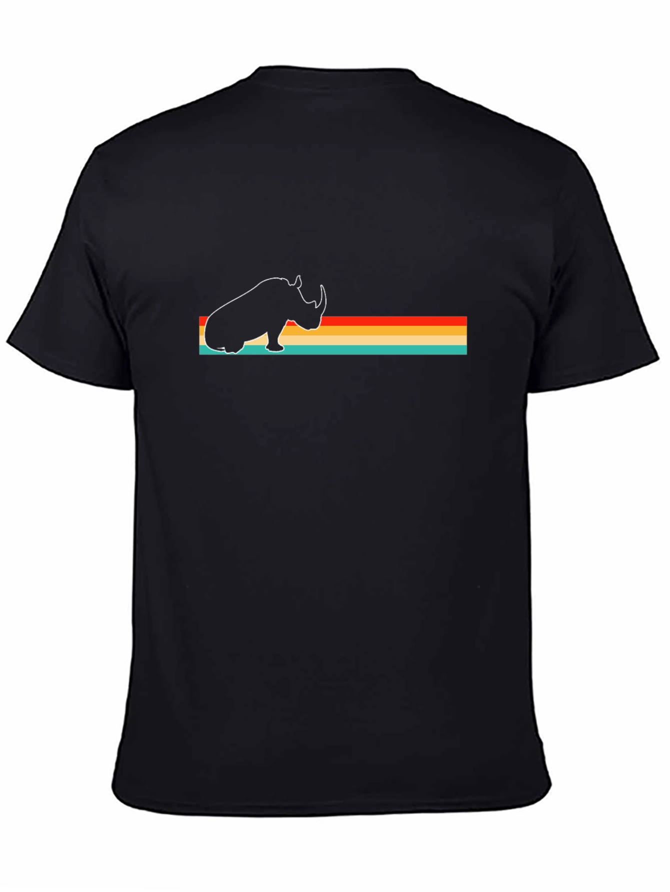 Retro Rhino Graphic Tee - Black Cotton T-Shirt